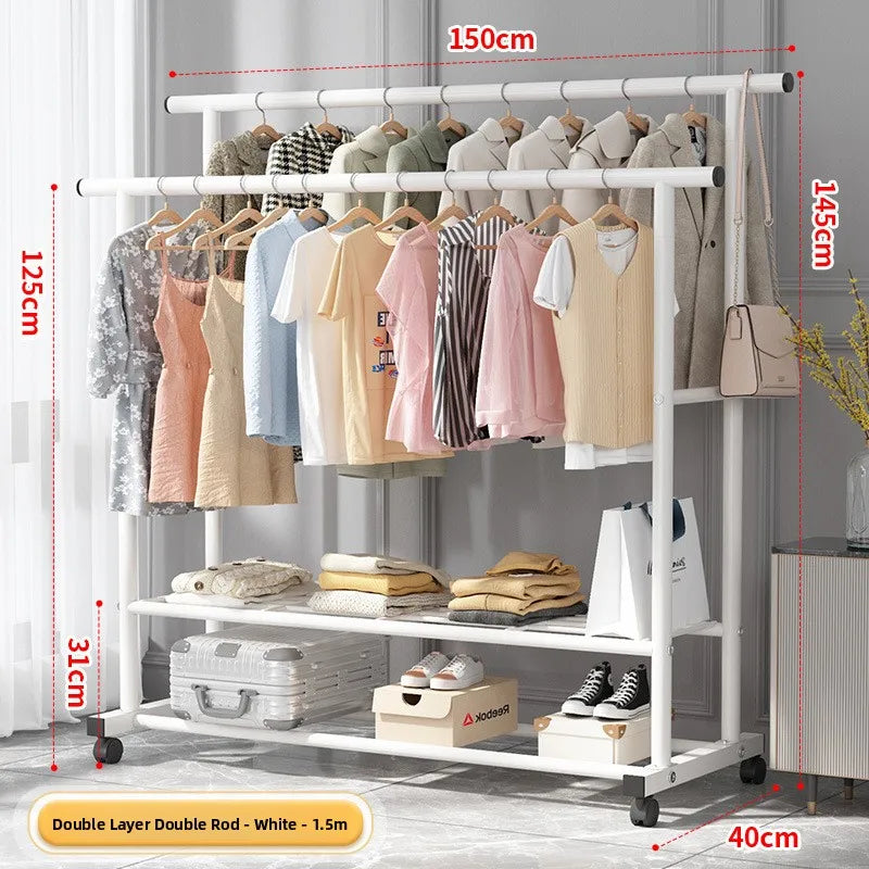 Simple Floor-Mounted Clothes Drng Ra Indoor Balcony Dormi Coat Hanger Metal Clothesline Holder Easy to Use